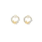 butterfly-flower-enamel-silver-stud-earrings